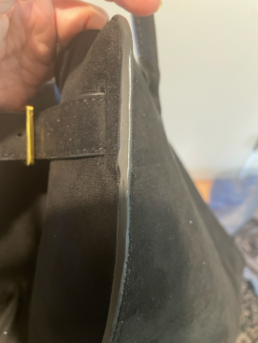 The Row Margaux Black Suede Satchel with Gold Hardware New - Picture 11 of 16